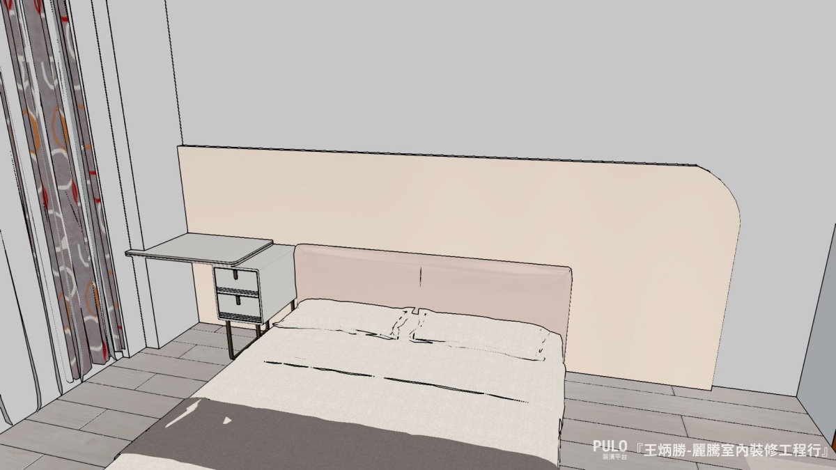 高雄木工師傅先依照格局分別繪製出3D、渲染圖，讓屋主對於裝修規劃可以更容易掌握。在客廳雖然只有一座小巧的電視櫃，但主要重點在於玄關與廚房的木作收納櫃，大幅增加置物量、完善了這個家的收納機能。-麗騰室內裝修工程行作品 - PULO裝潢平台