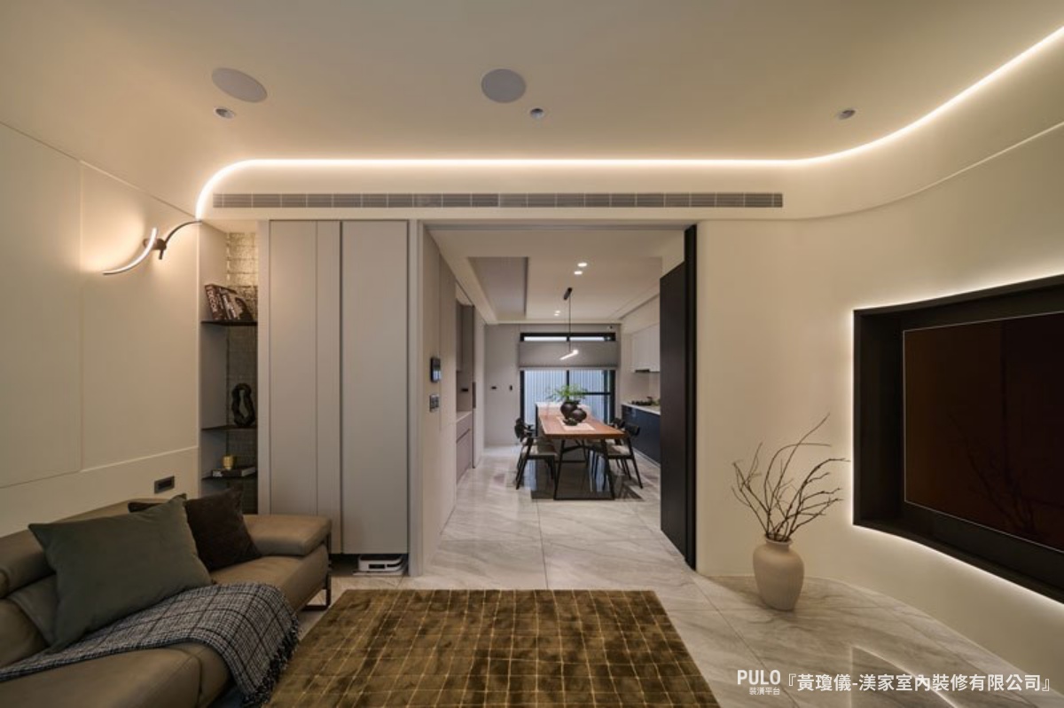 台中室內設計一：圓弧天花板＋環繞式燈光，空間更有層次感-渼家室內裝修有限公司台中室內設計作品 - PULO裝潢平台