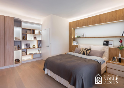 PULO裝潢平台-台北-劉以斯帖室內設計師設計的臥室裝潢，大地色系及木質裝潢，讓人很放鬆，是一個舒服的臥室空間。